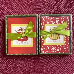 NIB LOT OF 2 Festive Red and Green Christmas Notecards by The Philadelphia Group
